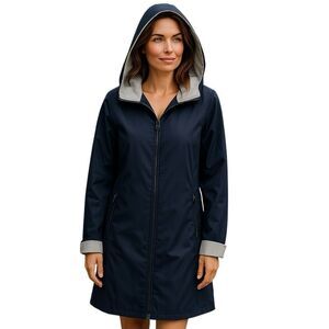 Jones New York Rain Jacket Lightweight Trench Coat Womens Size Small w Hood